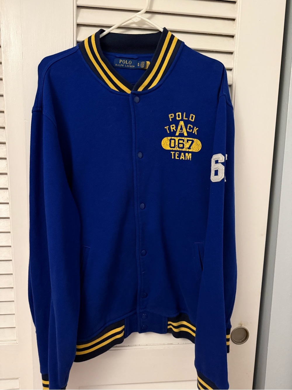 Polo Ralph Lauren ROYAL BLUE Cotton TRACK TEAM '67 Baseball Jacket Size XL